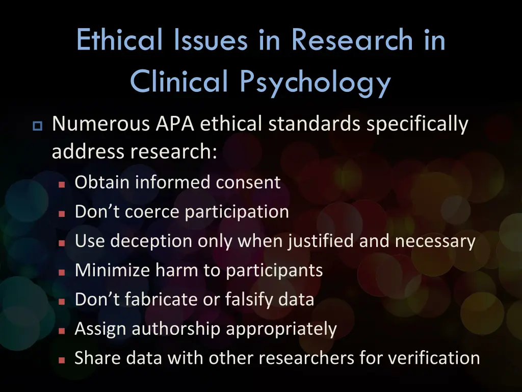 ethical issues in research in clinical psychology