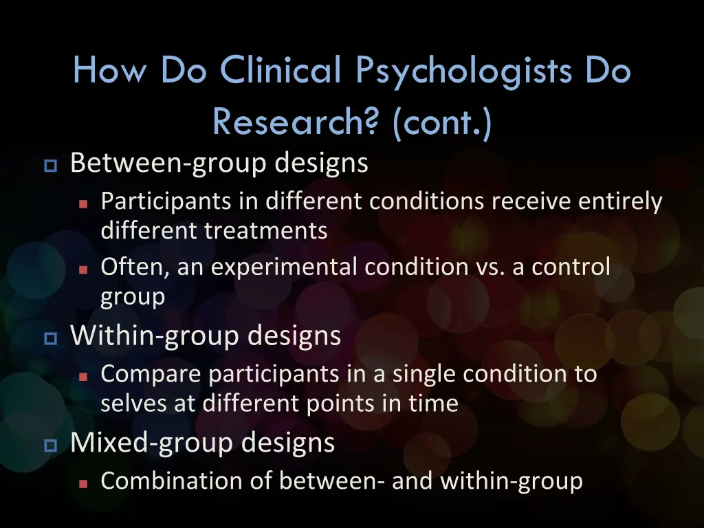 how do clinical psychologists do research cont 1