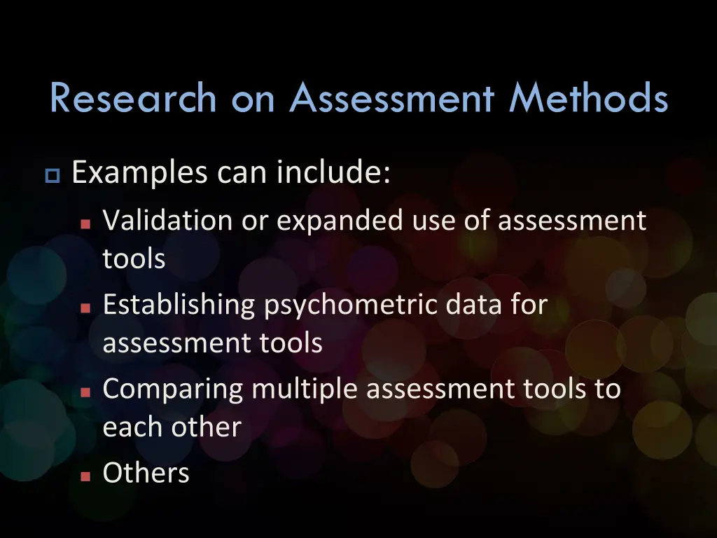 research on assessment methods
