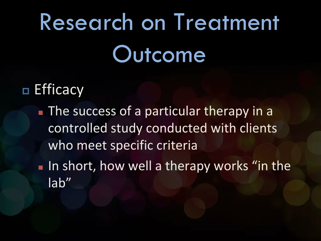 research on treatment outcome