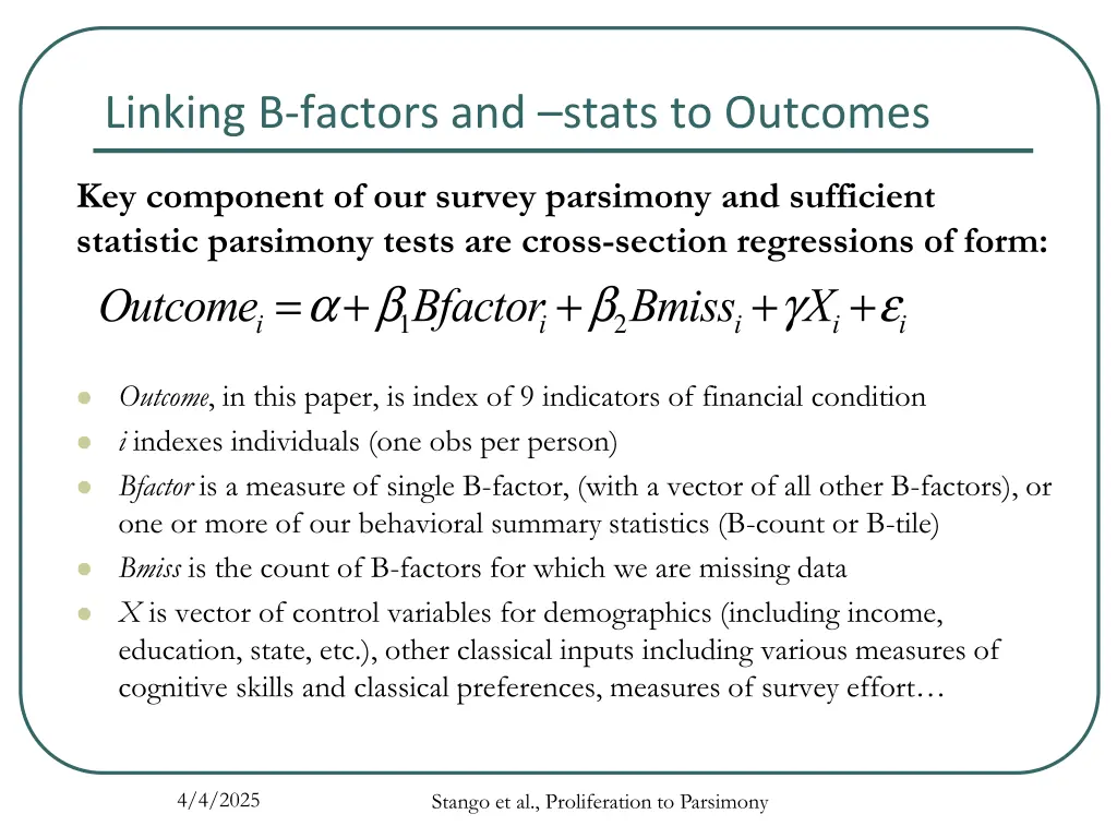 linking b factors and stats to outcomes
