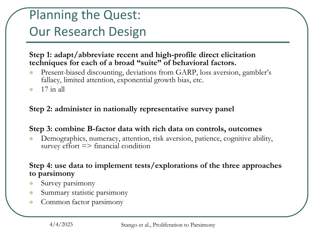 planning the quest our research design