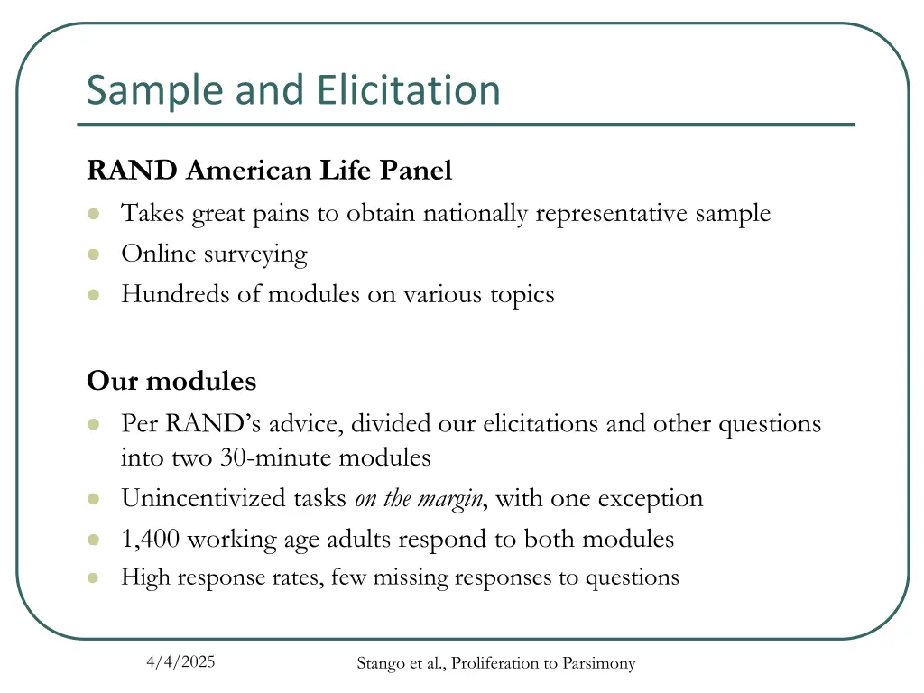 sample and elicitation