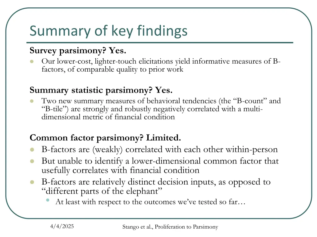 summary of key findings