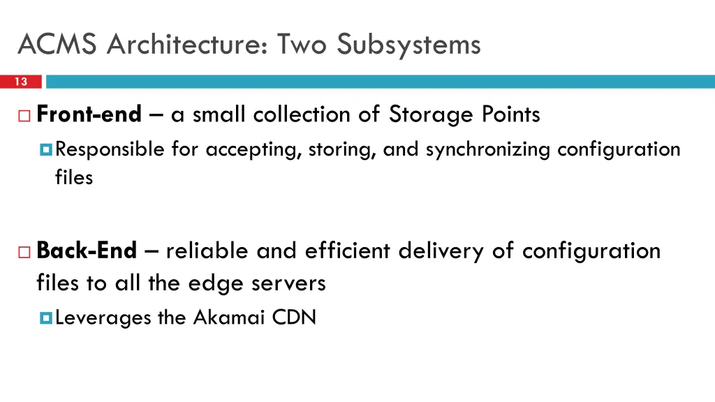acms architecture two subsystems