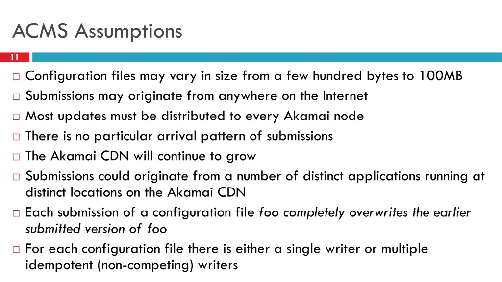 acms assumptions