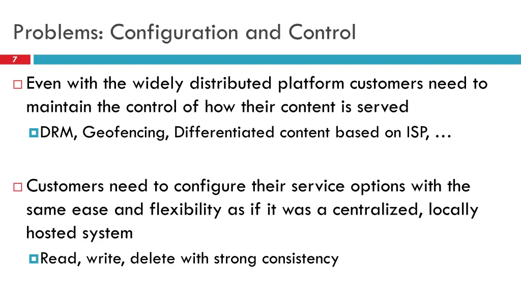 problems configuration and control