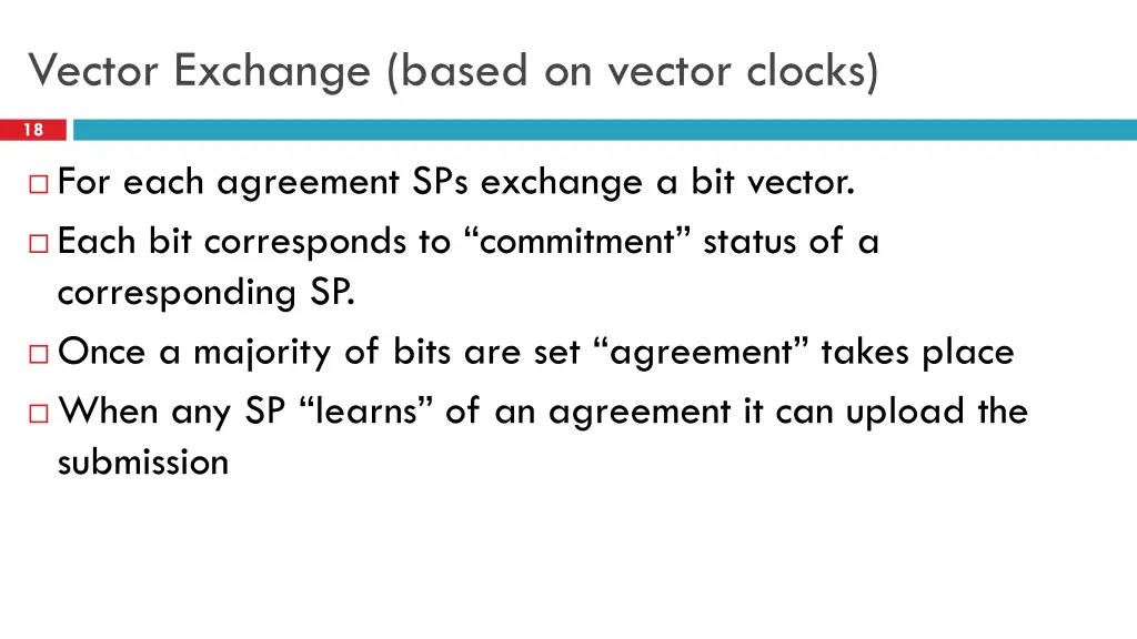 vector exchange based on vector clocks