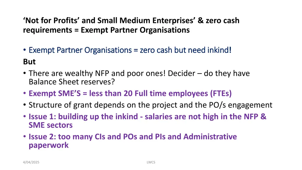 not for profits and small medium enterprises zero