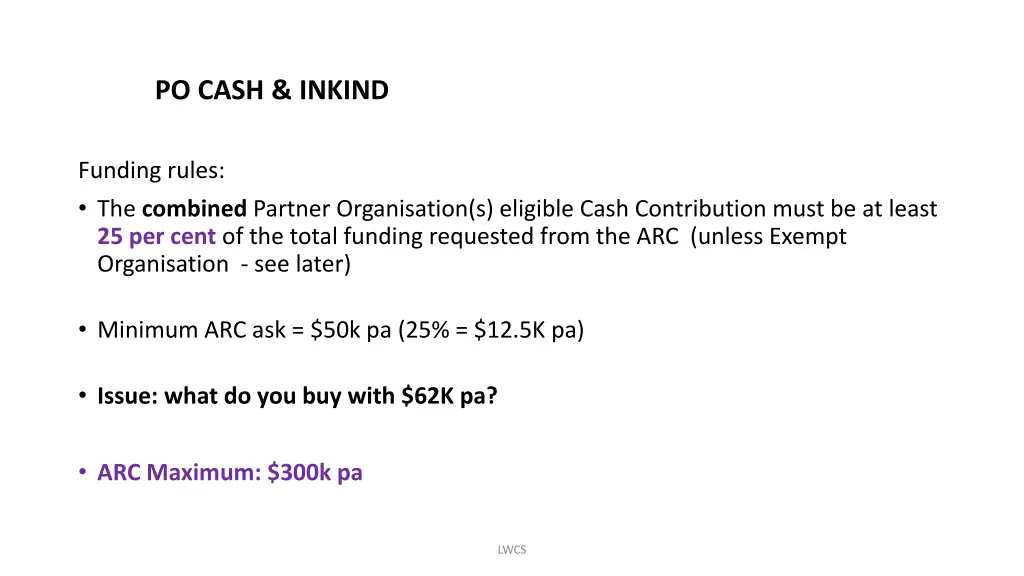 po cash inkind