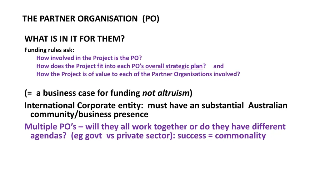 the partner organisation po
