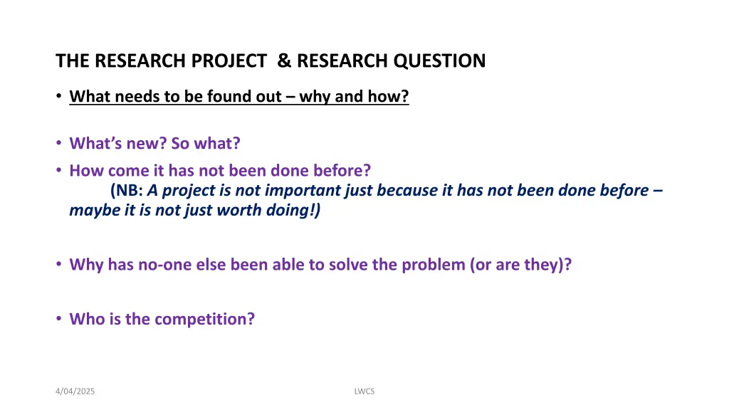 the research project research question