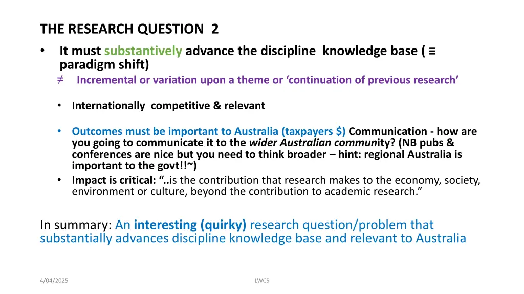 the research question 2 it must substantively