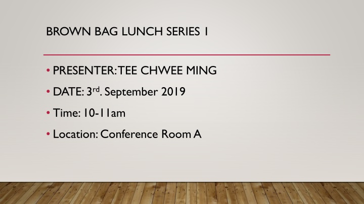 brown bag lunch series 1