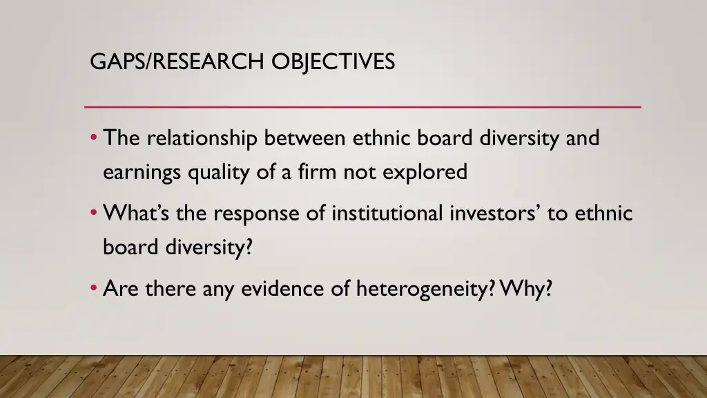 gaps research objectives