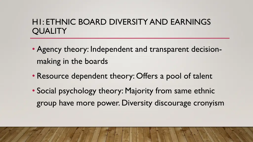 h1 ethnic board diversity and earnings quality