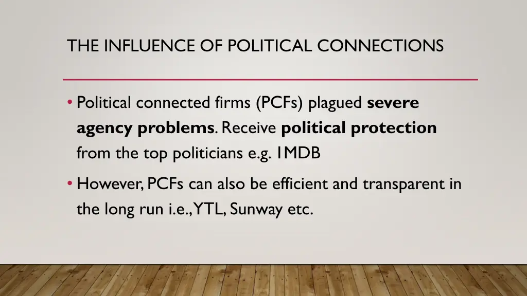 the influence of political connections