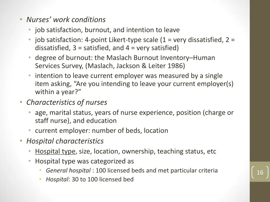 nurses work conditions job satisfaction burnout