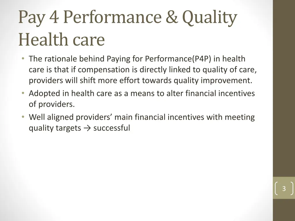 pay 4 performance quality health care