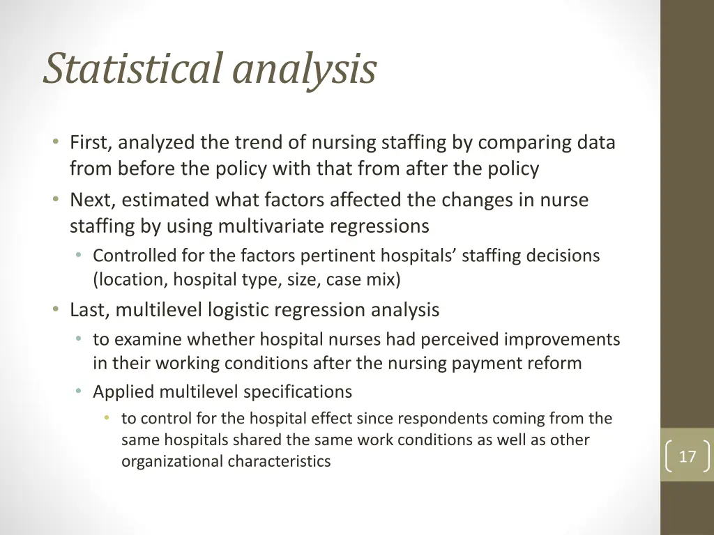 statistical analysis