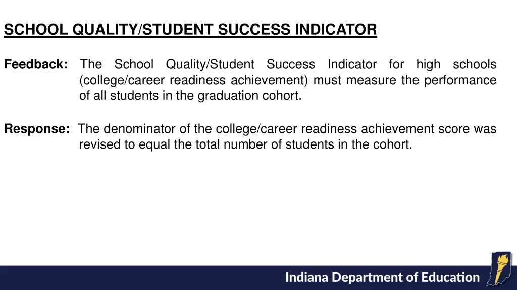school quality student success indicator