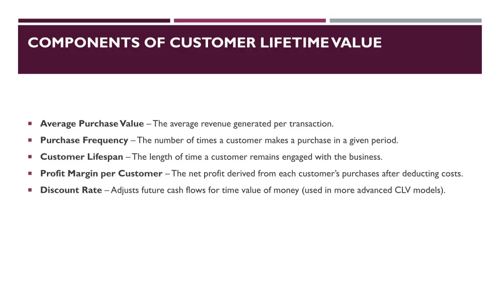 components of customer lifetime value