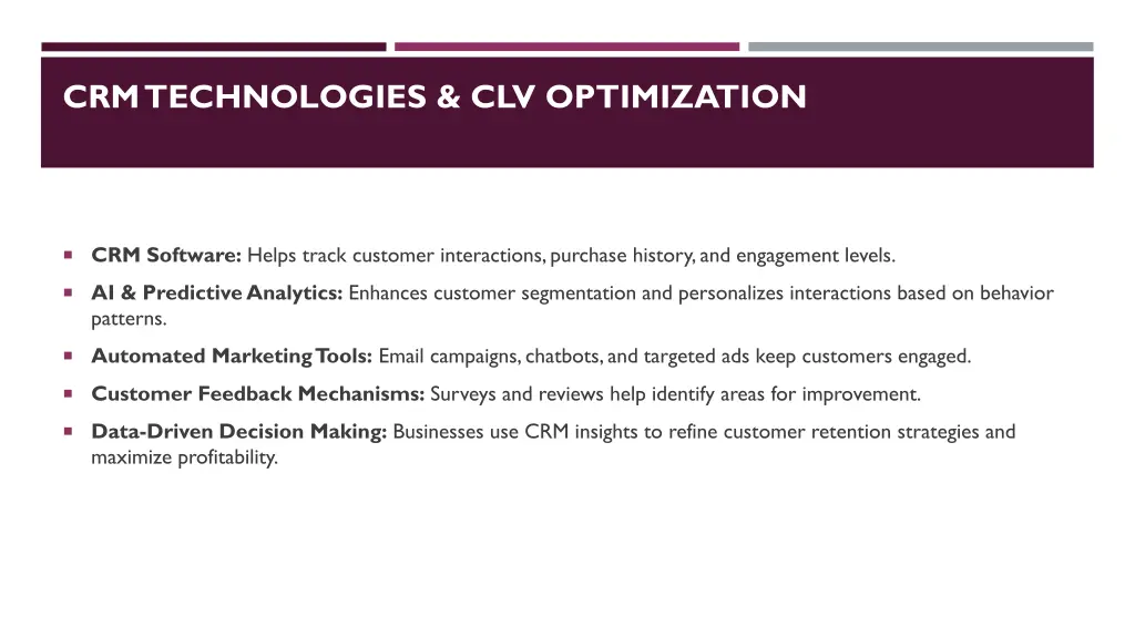 crm technologies clv optimization