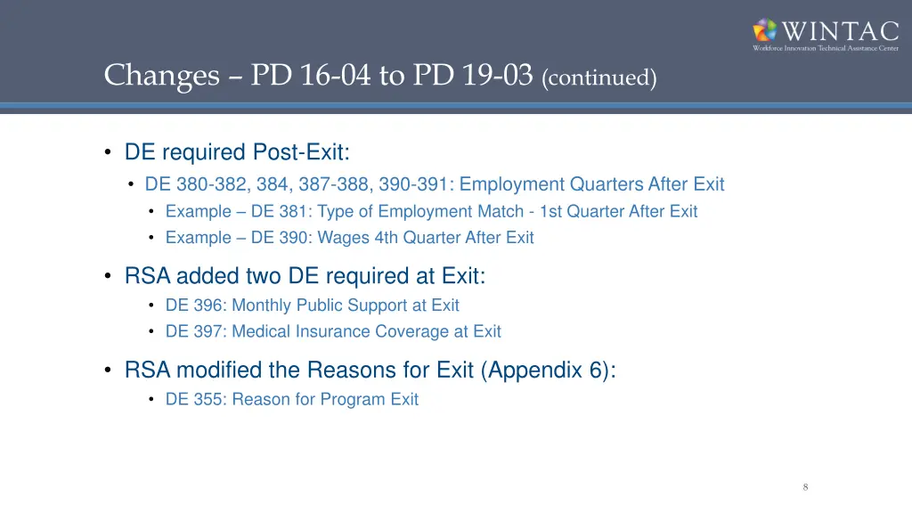 changes pd 16 04 to pd 19 03 continued
