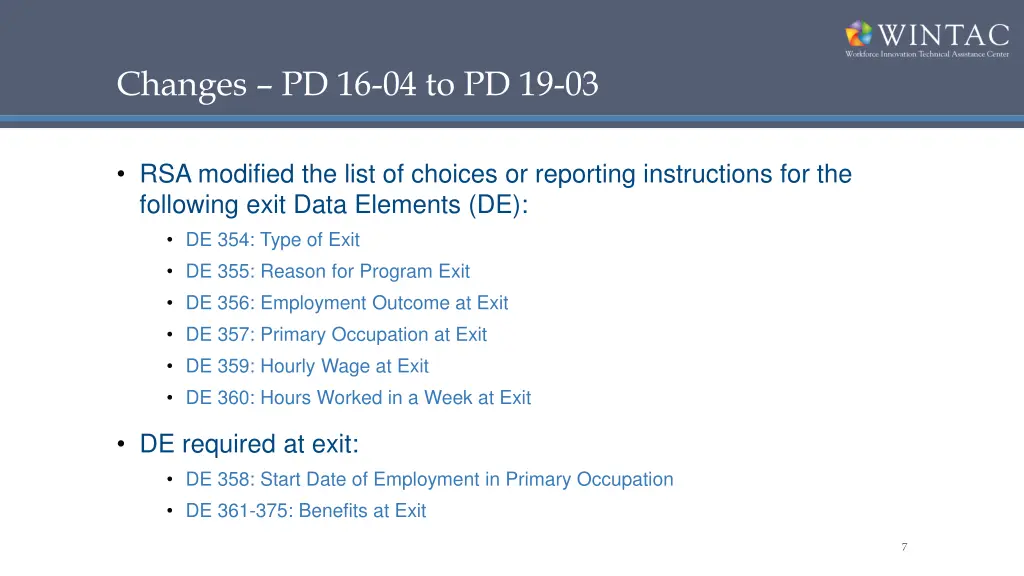 changes pd 16 04 to pd 19 03