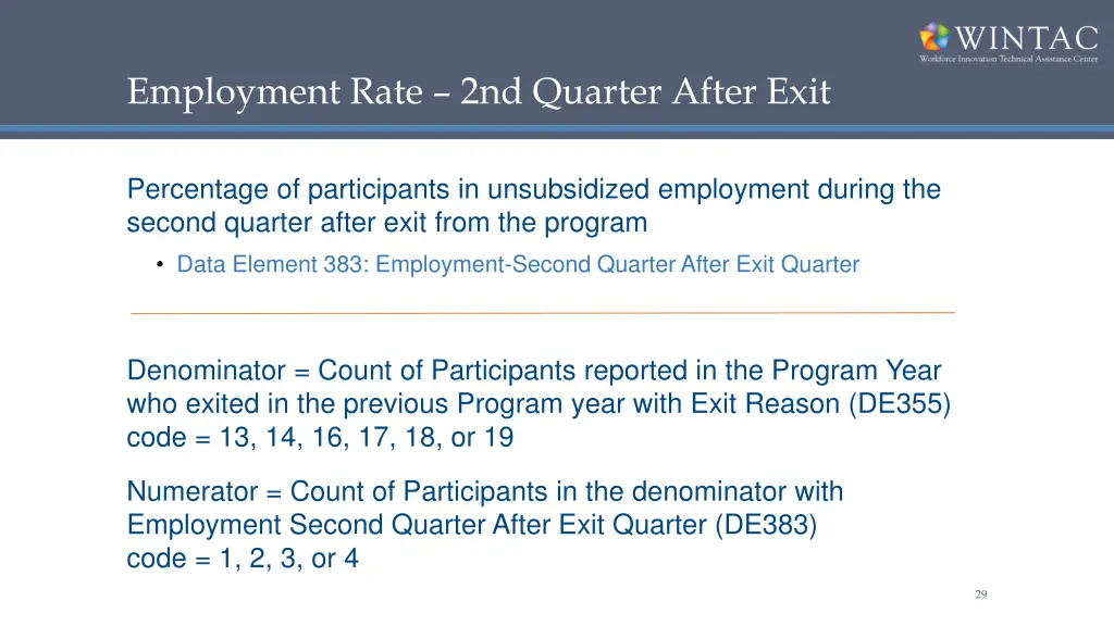 employment rate 2nd quarter after exit