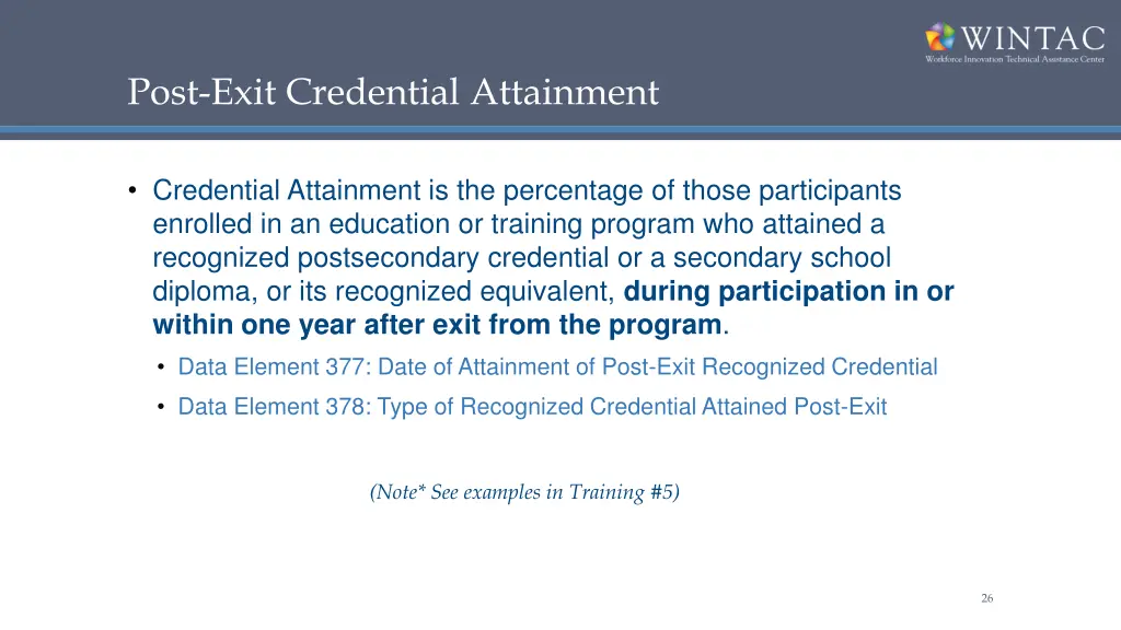 post exit credential attainment