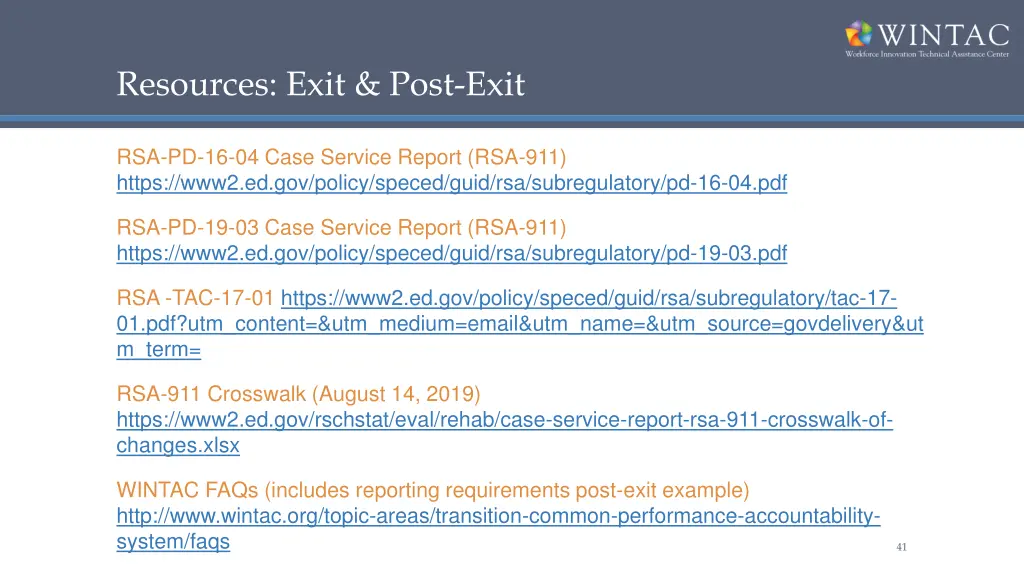 resources exit post exit
