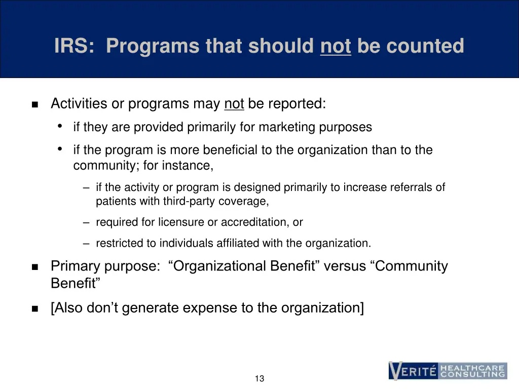 irs programs that should not be counted