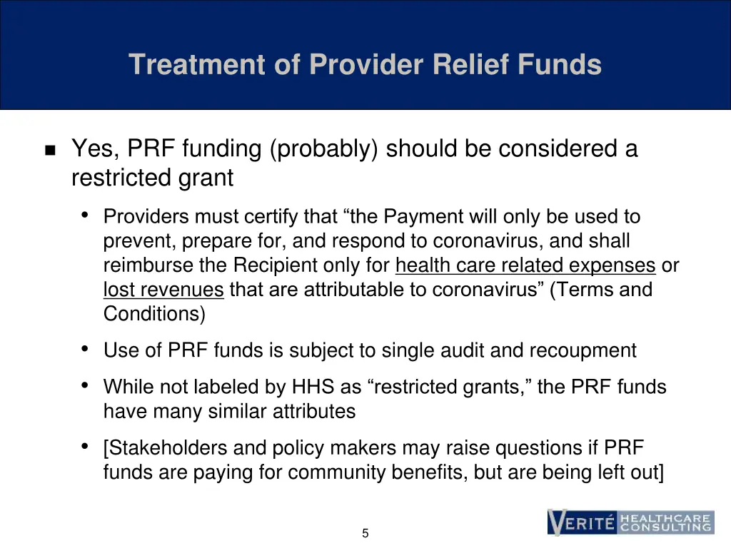 treatment of provider relief funds 1