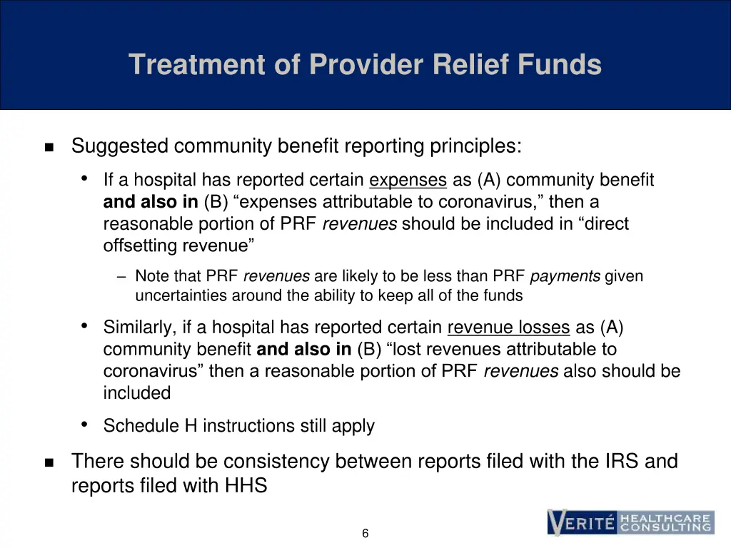 treatment of provider relief funds 2