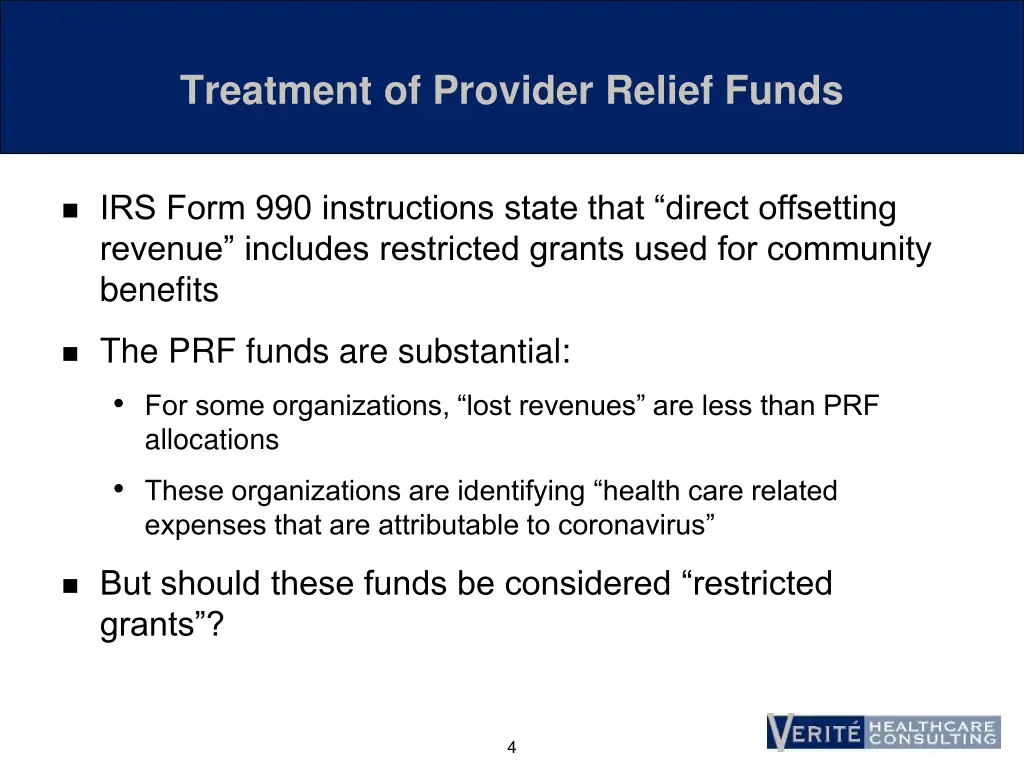treatment of provider relief funds