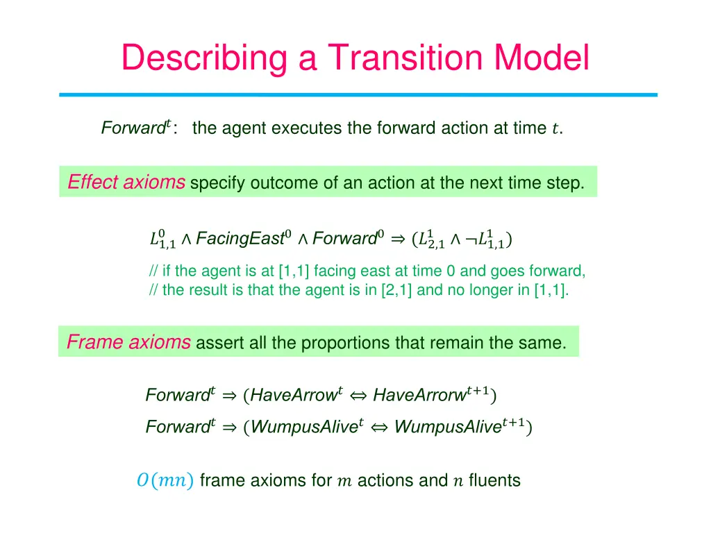describing a transition model