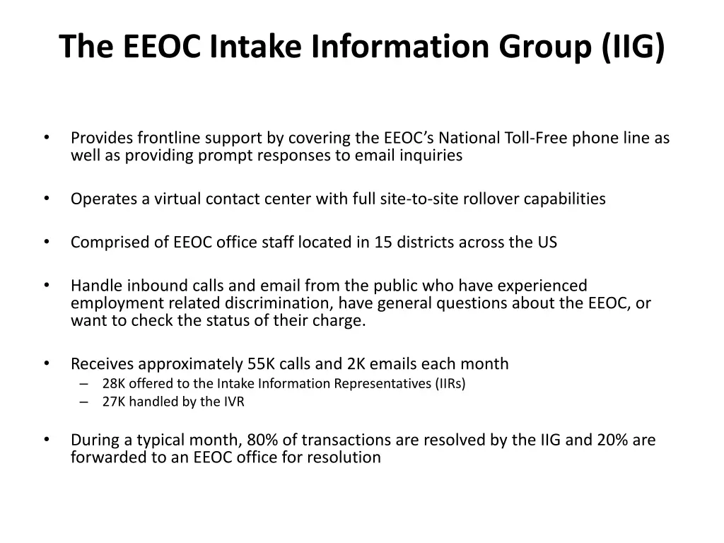 the eeoc intake information group iig