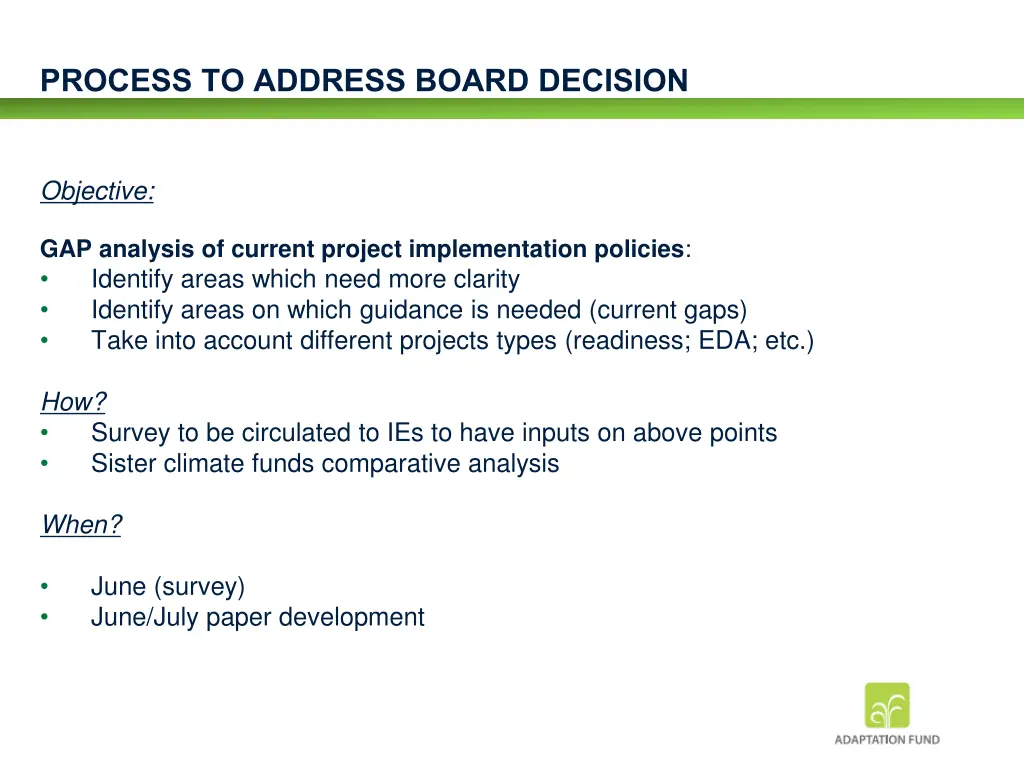 process to address board decision