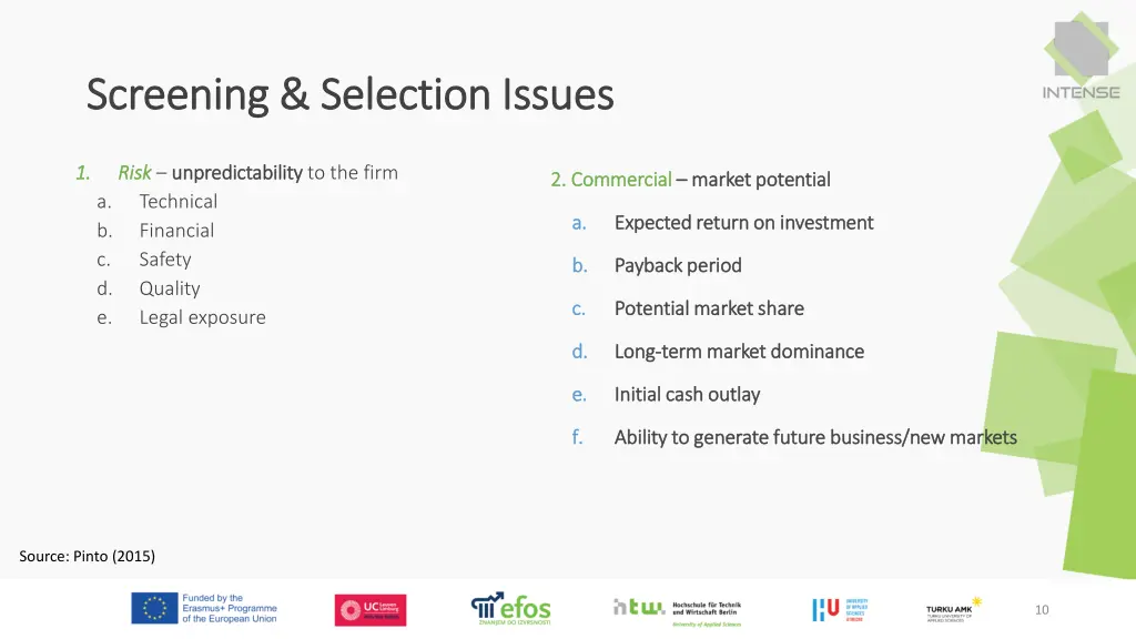screening selection issues screening selection