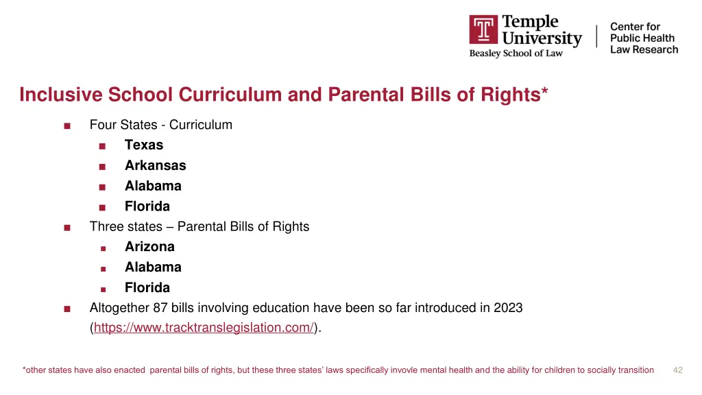 inclusive school curriculum and parental bills