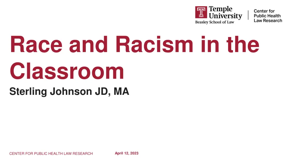 race and racism in the classroom sterling johnson