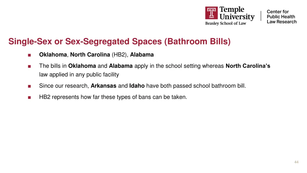 single sex or sex segregated spaces bathroom bills