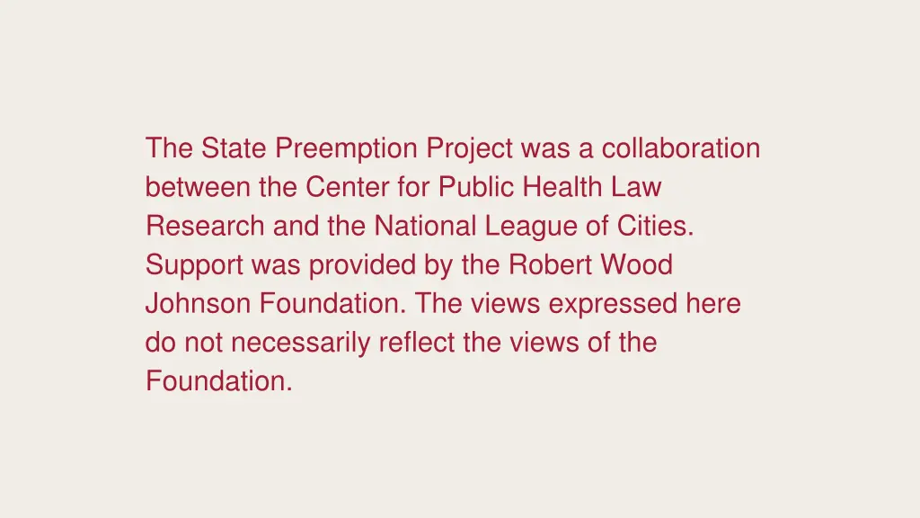 the state preemption project was a collaboration