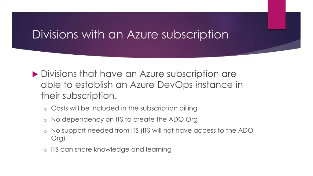 divisions with an azure subscription