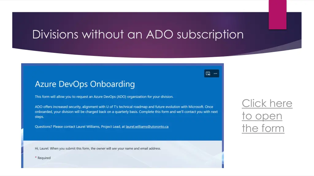 divisions without an ado subscription