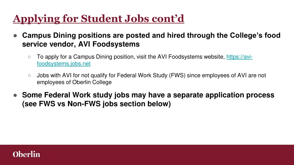 applying for student jobs cont d