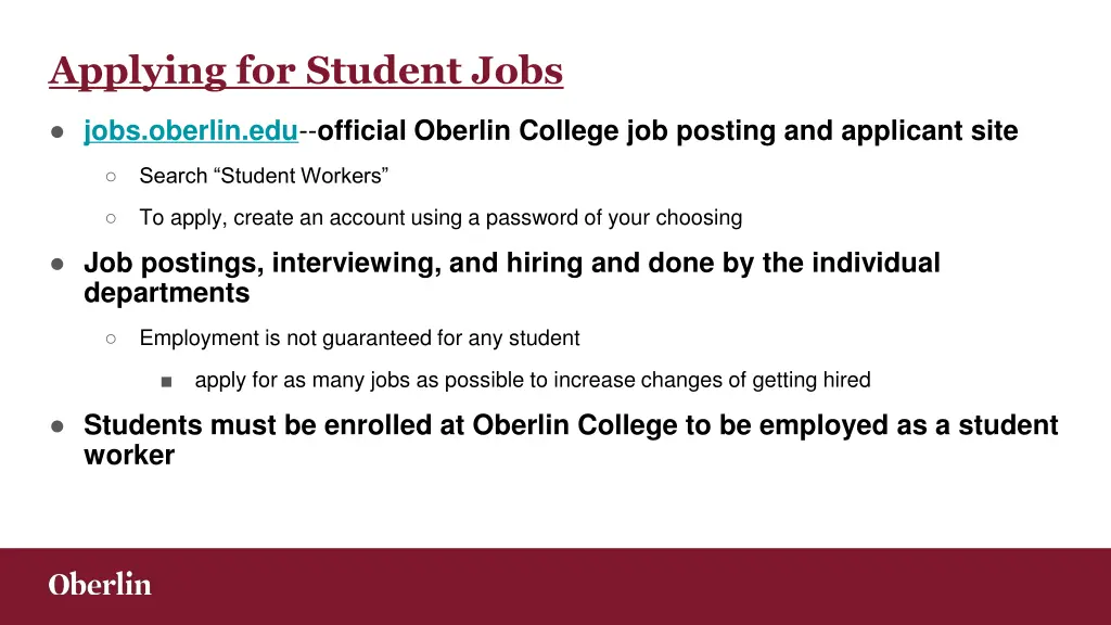applying for student jobs