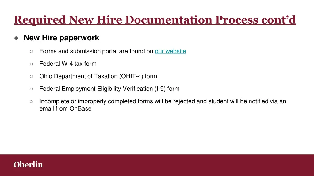 required new hire documentation process cont d 1