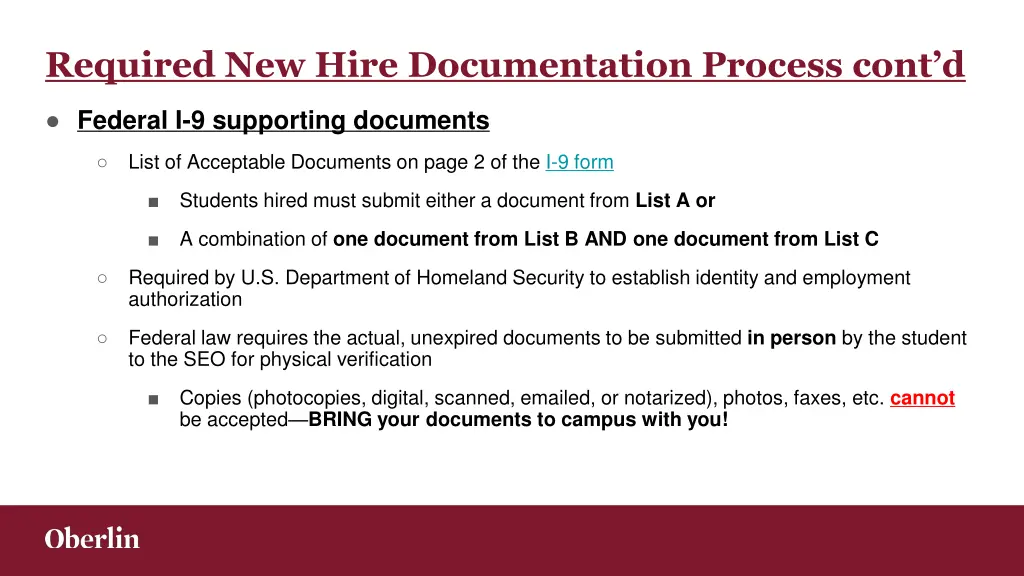 required new hire documentation process cont d 2
